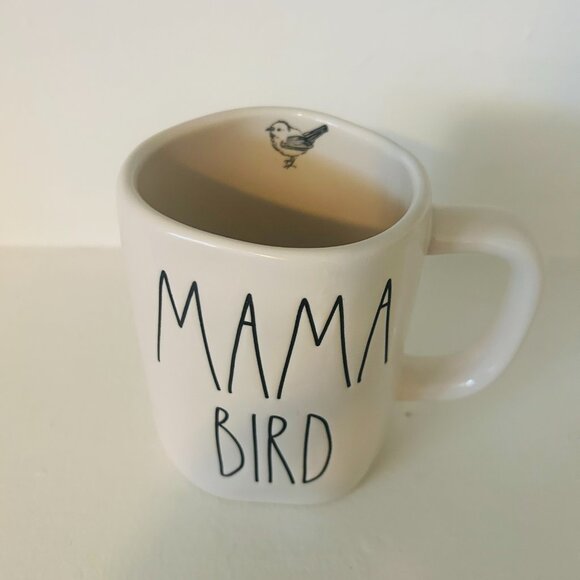 Rae Dunn Mama Bird Mug White Black Ceramic Coffee Art Limited Edition - Picture 4 of 7